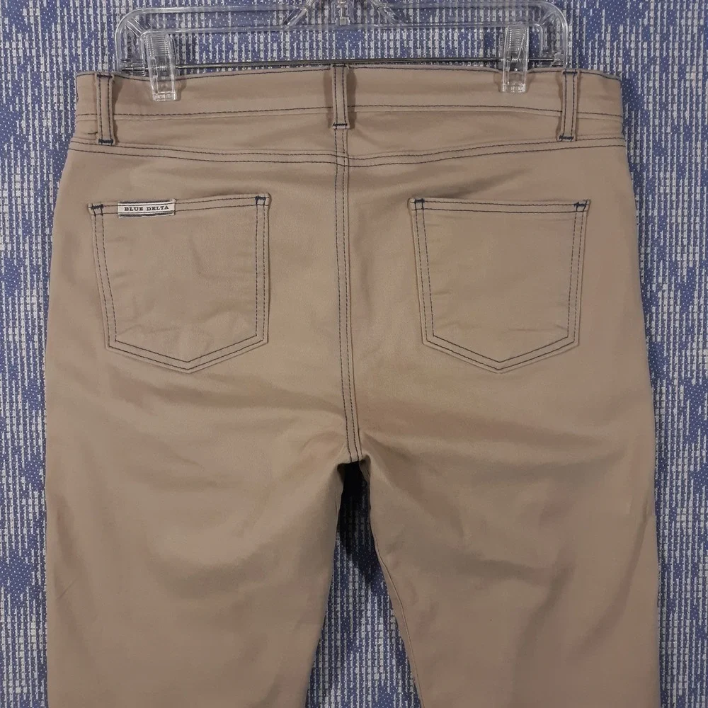 Blue Delta Chino Pants Mens Size Waist 34 Inseam 27.5 Beige Flat Front